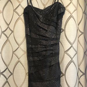 Black sparkle mini strapless dress